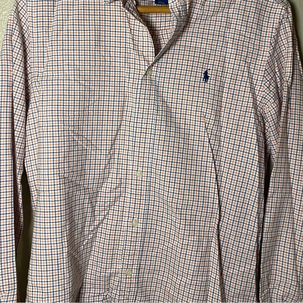 Polo by Ralph Lauren Men's Blue Orange Stripped Shirt Size 18-20 XL preppy